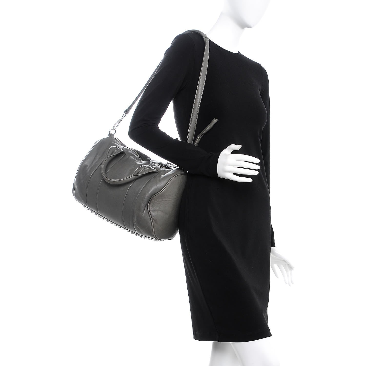 Alexander Wang Lambskin Rocco Gray Silver Clear Hardware 2 of 15