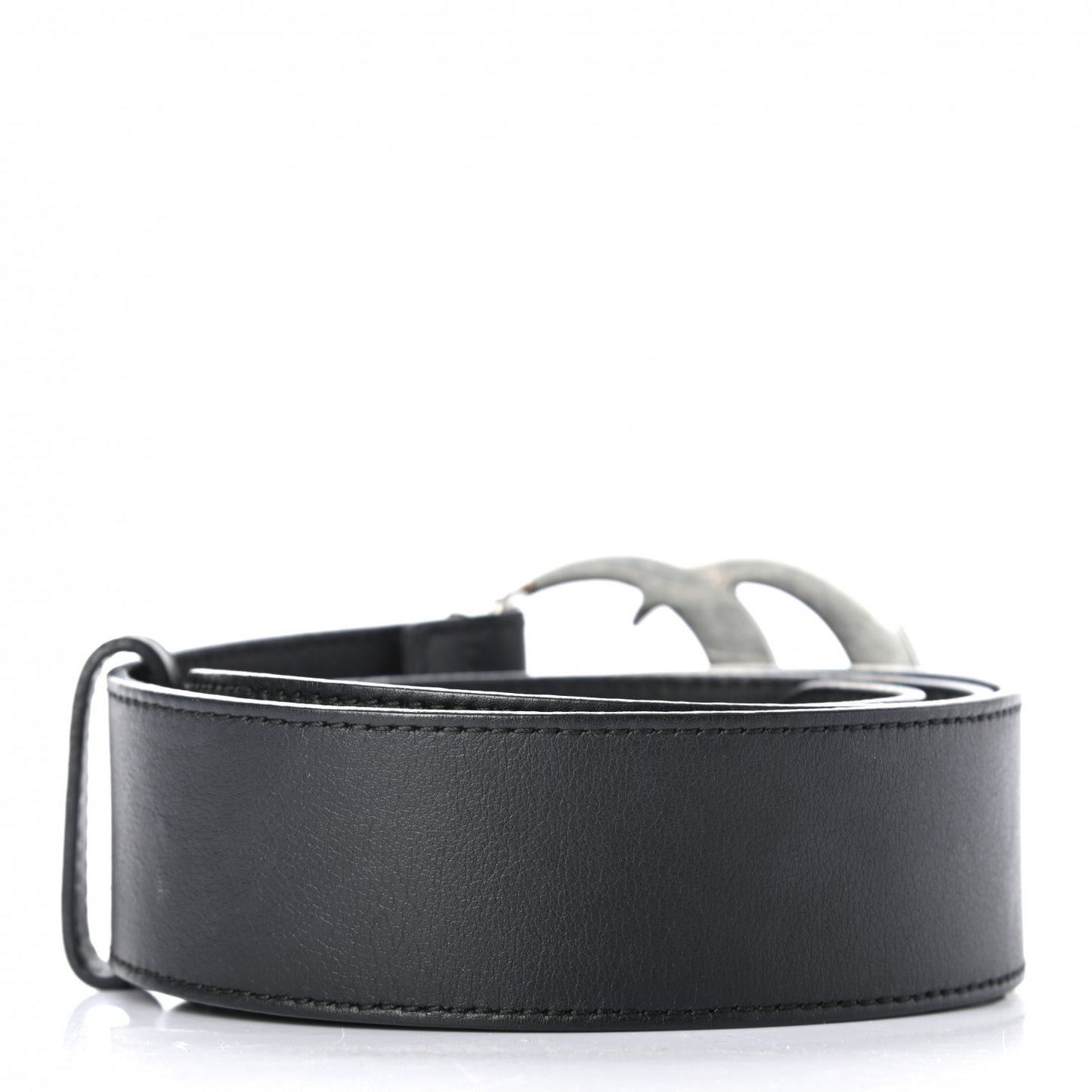 Moon Calfskin Nickel Double G 40mm Belt 85 34 Black