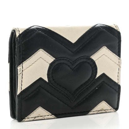 Gucci Calfskin Matelasse GG Marmont Card Case Black White 3 of 8