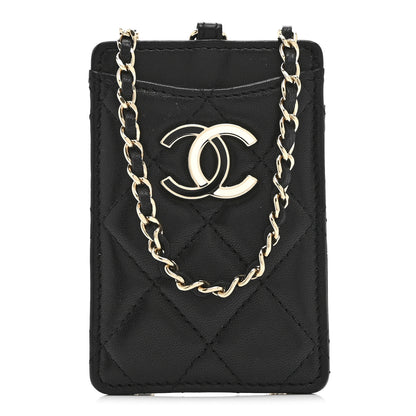 Chanel Lambskin Quilted Chanel Card Holder On Chain Black 1 of 6