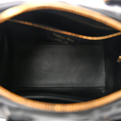 Christian Dior Calfskin Embossed Graphic Cannage Groove 25 Bag Black 5 of 10