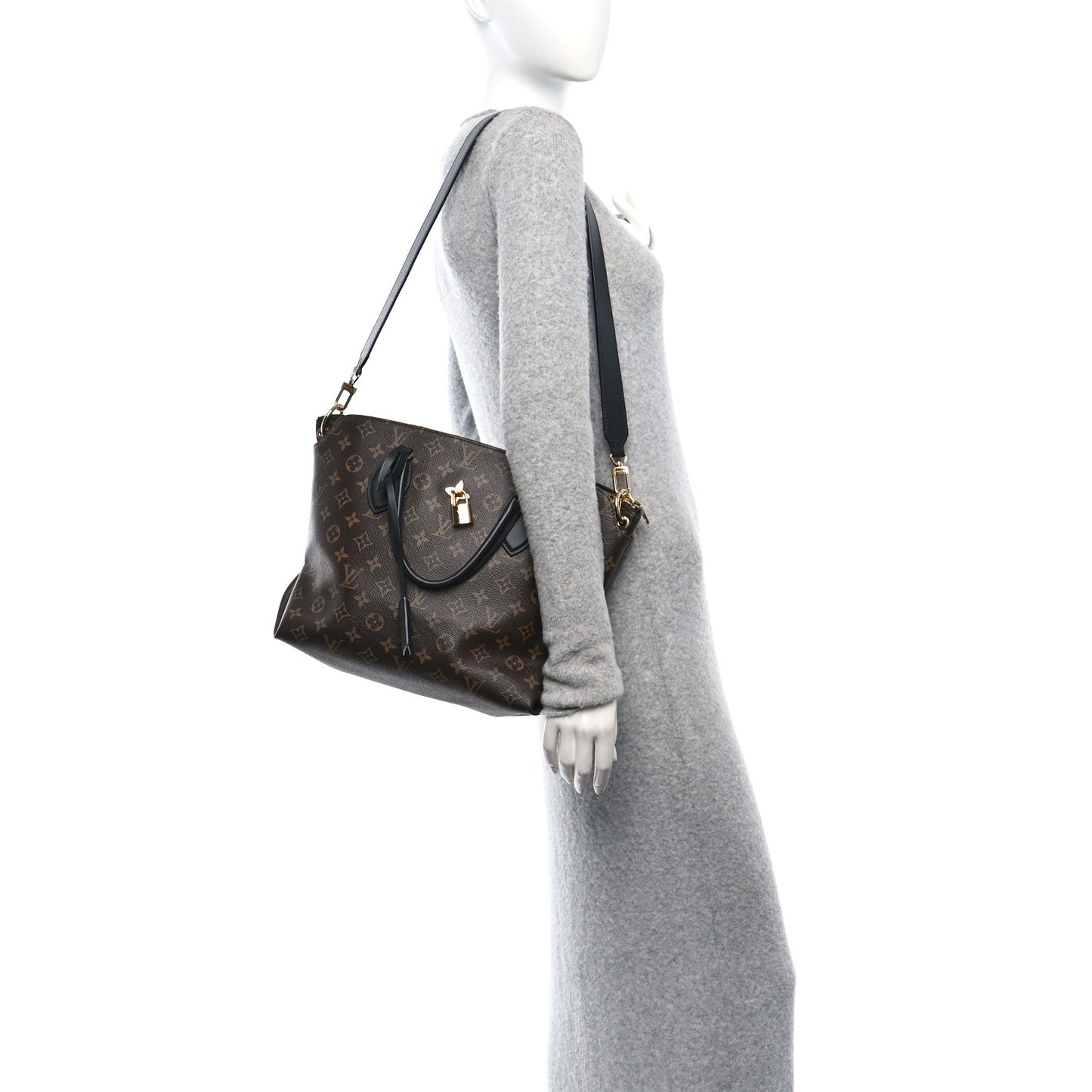 Monogram Flower Zipped Tote MM Black