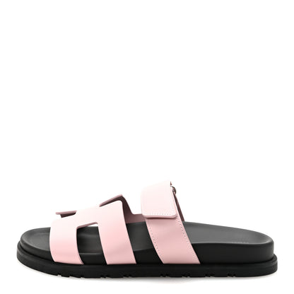 Hermes Calfskin Womens Chypre Sandals 37 Rose Cancan 1 of 10