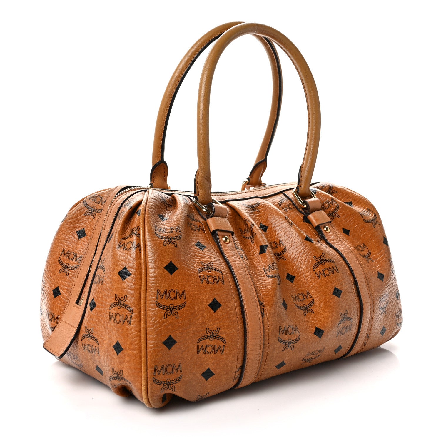 MCM Visetos Boston Bag Cognac 3 of 12