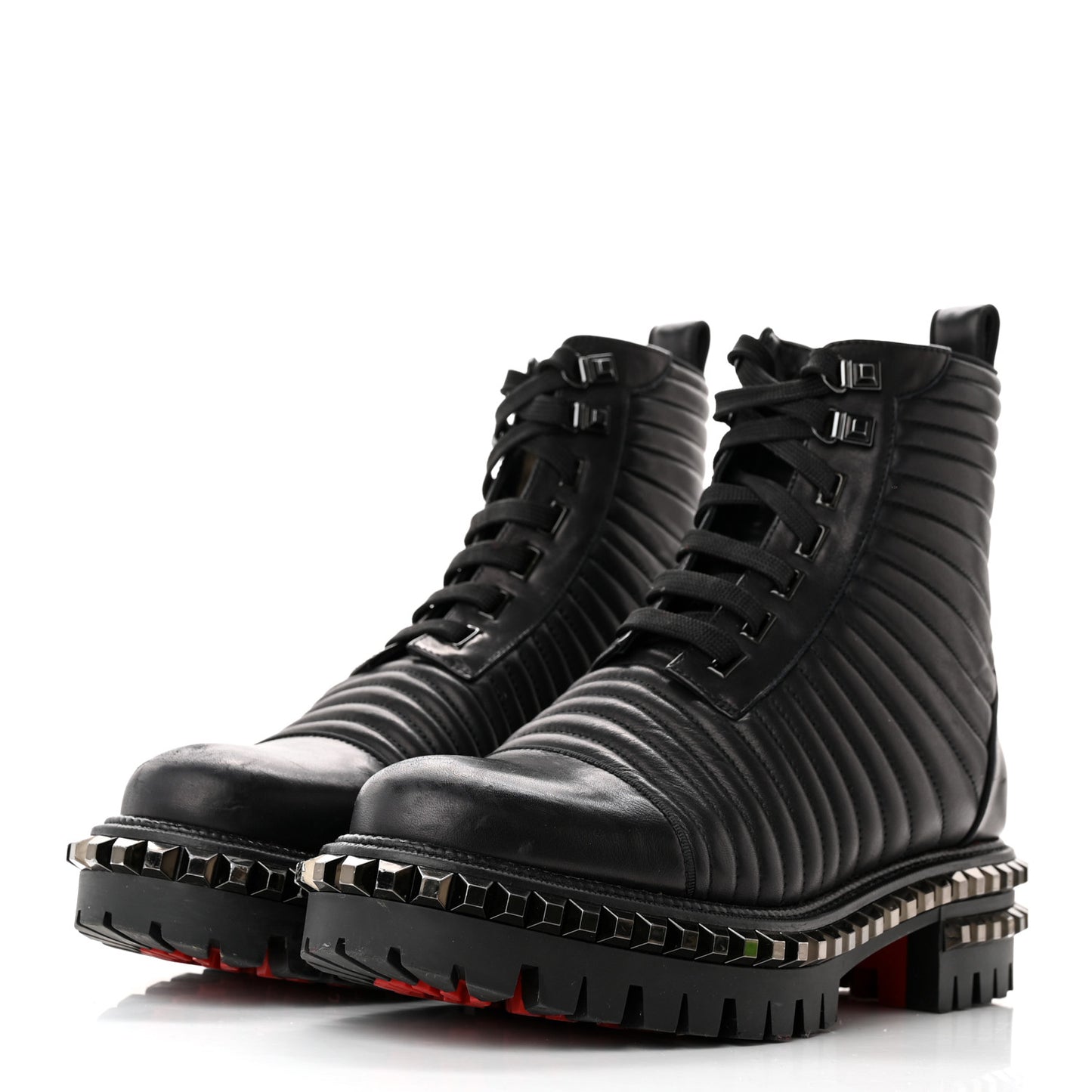 Calfskin Quilted Yetota Combat Boots 40 Black