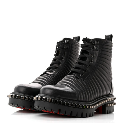 Christian Louboutin Calfskin Quilted Yetota Combat Boots 40 Black 3 of 15