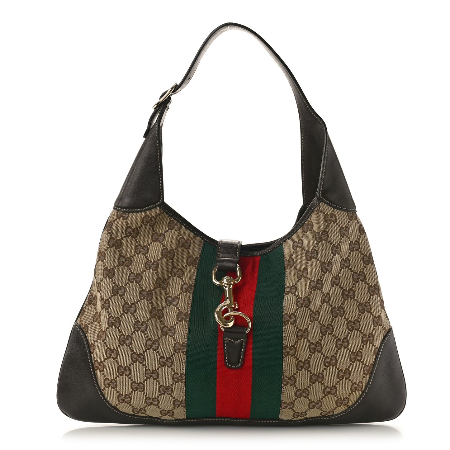 Monogram Web Jackie O Bouvier Hobo Dark Brown