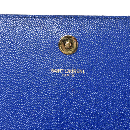 Saint Laurent Grain De Poudre Classic Monogram Cassandre Clutch Royal Blue 6 of 7