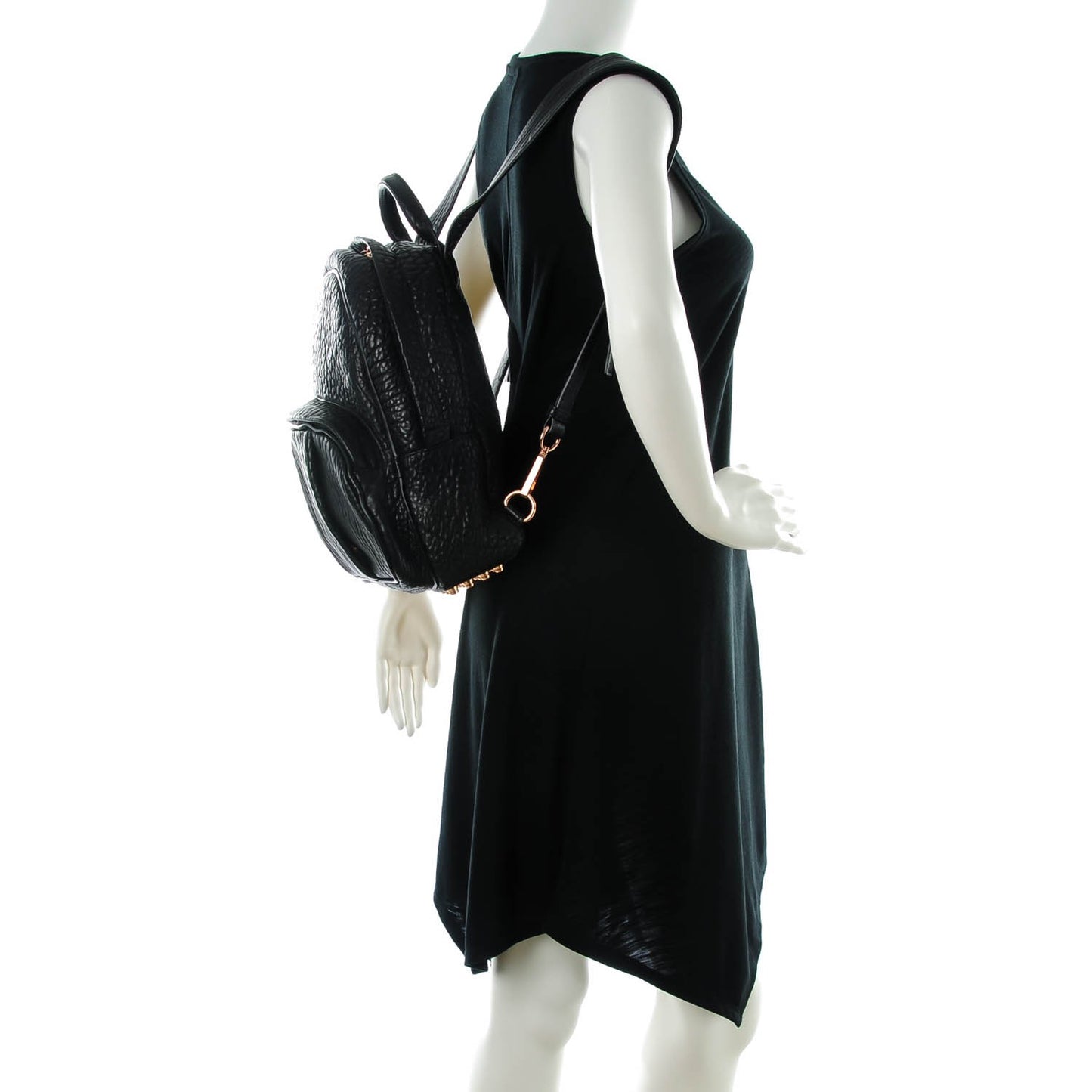 Pebbled Lambskin Dumbo Backpack Black Rose Gold Hardware