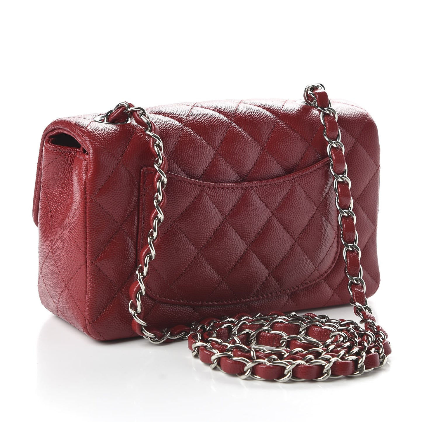 Caviar Quilted Mini Rectangular Flap Dark Red