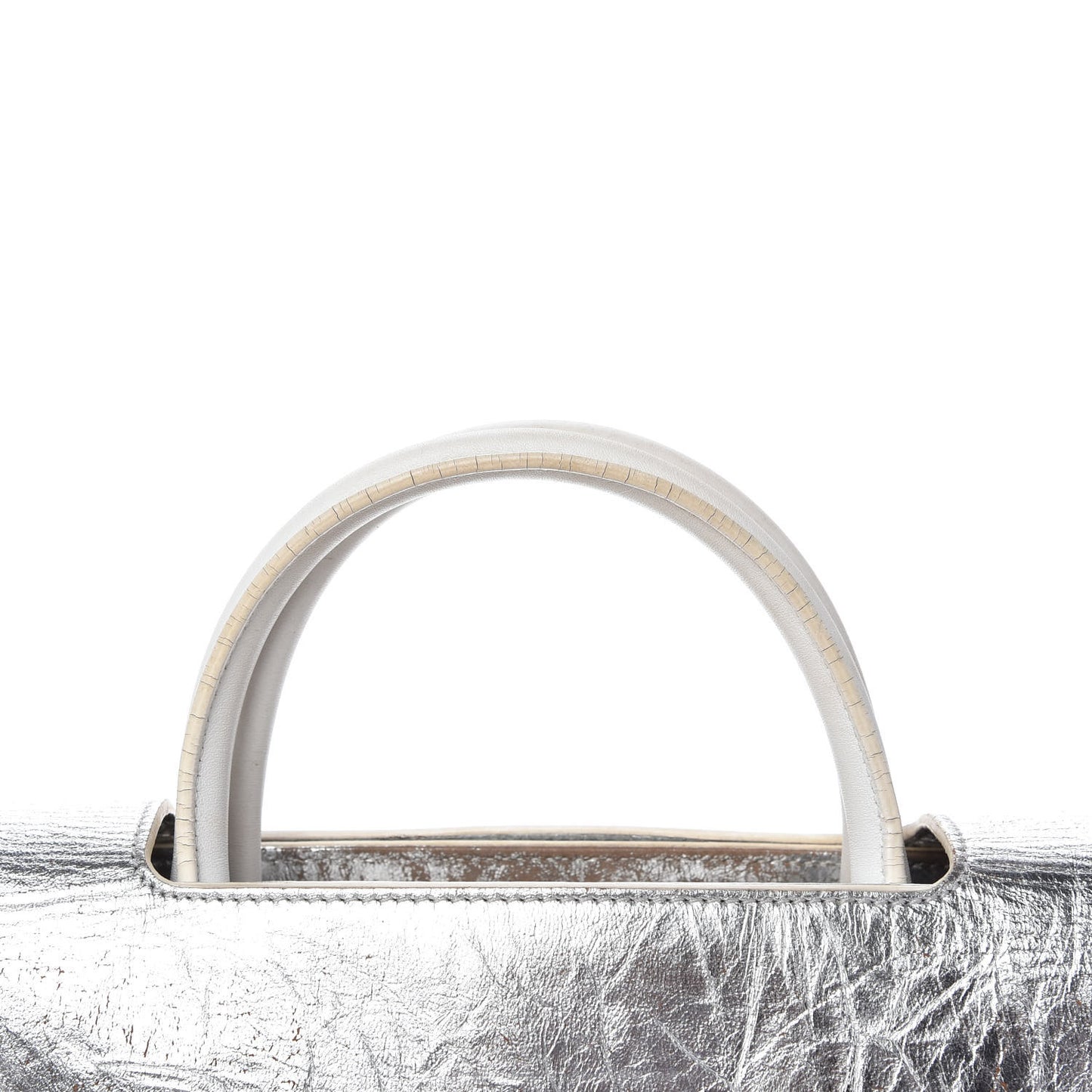 Metallic Calfskin Medium Diorever Flap Silver