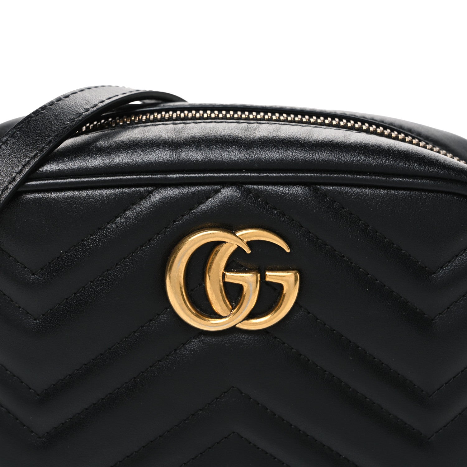 Gucci Calfskin Matelasse Mini GG Marmont Chain Shoulder Bag Black 8 of 10