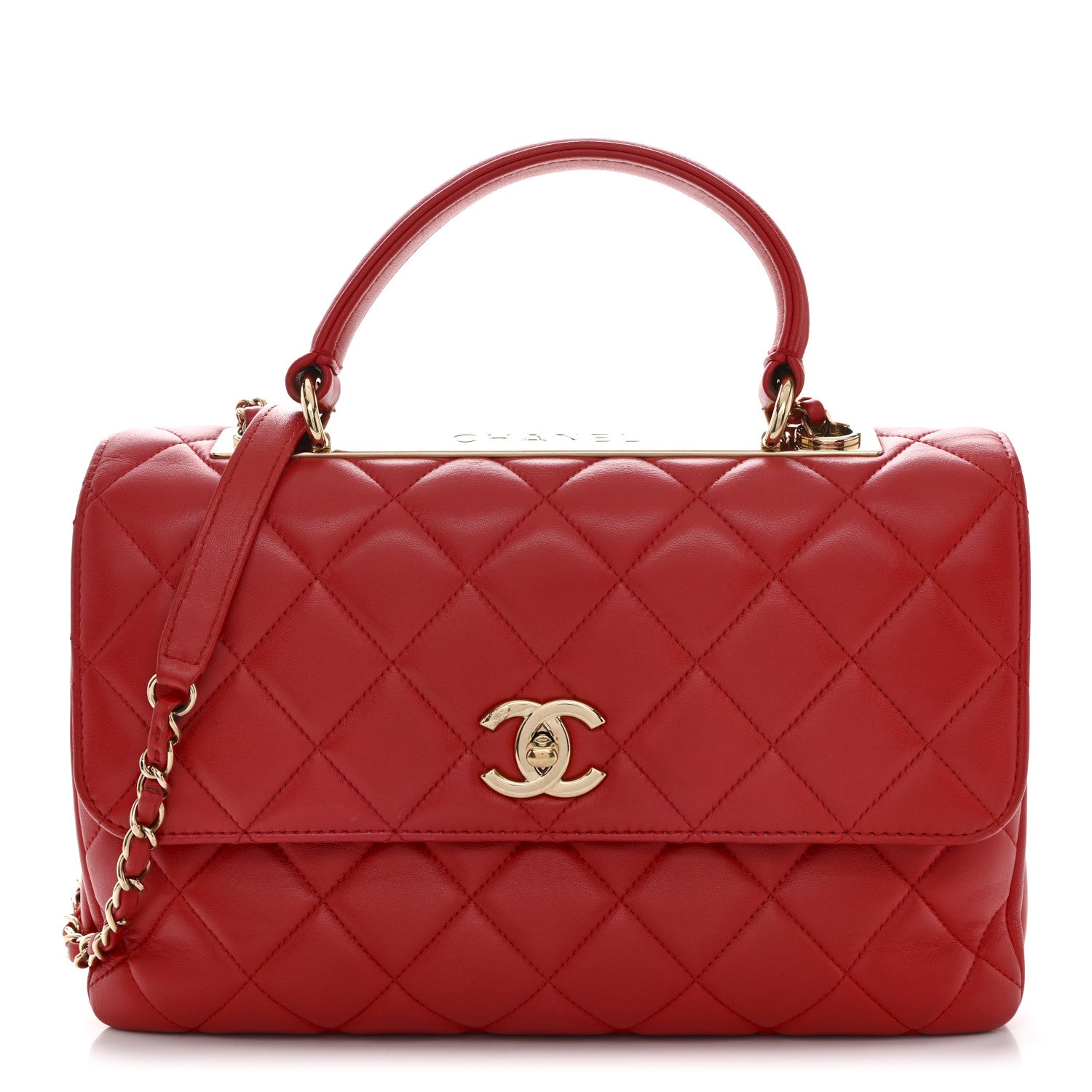 Chanel Lambskin Quilted Medium Trendy CC Flap Dual Handle Bag Red 1 of 10