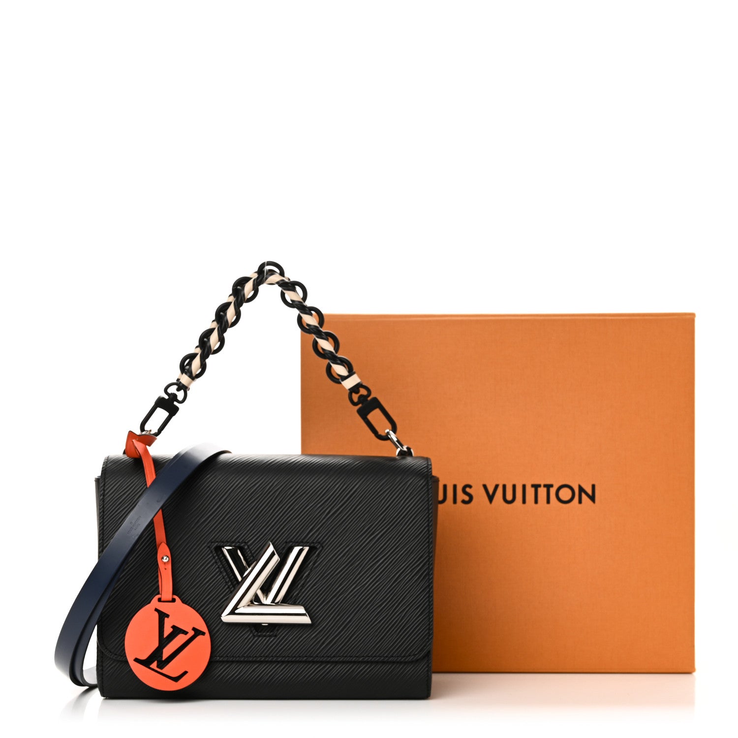 Louis Vuitton Epi Twist Braided Strap Shoulder Bag MM Black Orange Fluo Cobalt 11 of 11