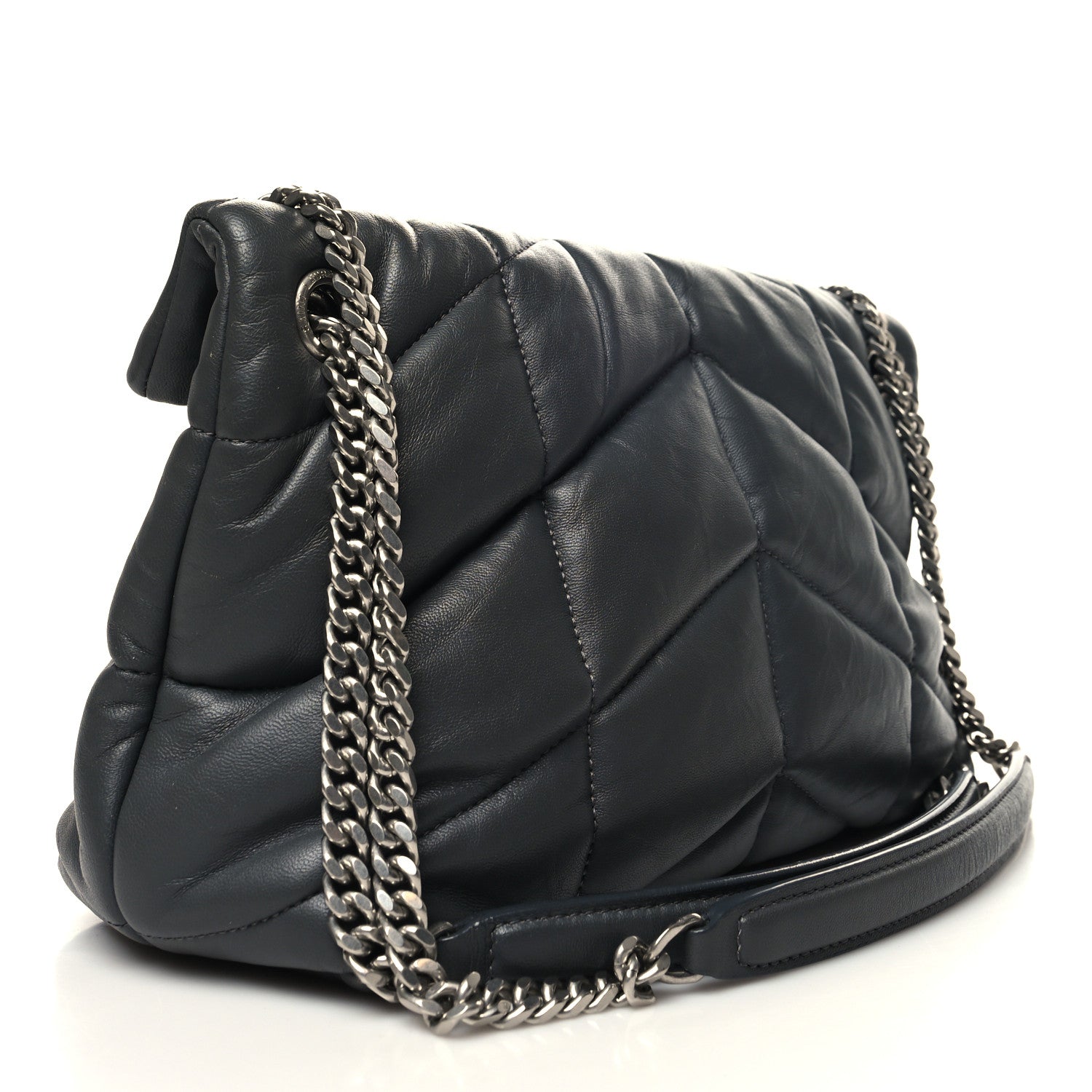 Saint Laurent Lambskin Quilted Small Loulou Puffer Monogram Chain Satchel Concrete 3 of 10