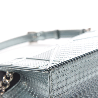Christian Dior Metallic Patent Micro-Cannage Small Diorama Flap Bag Azur 10 of 13