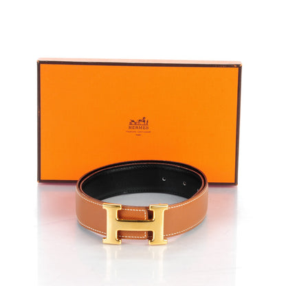 Hermes Box Courchevel 32mm H Belt 65 Black Gold 9 of 9