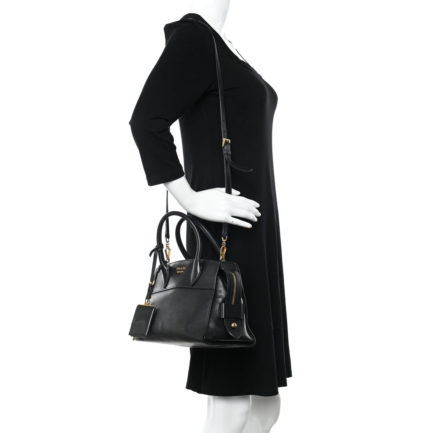 Saffiano City Calfskin Small Esplanade Tote Black