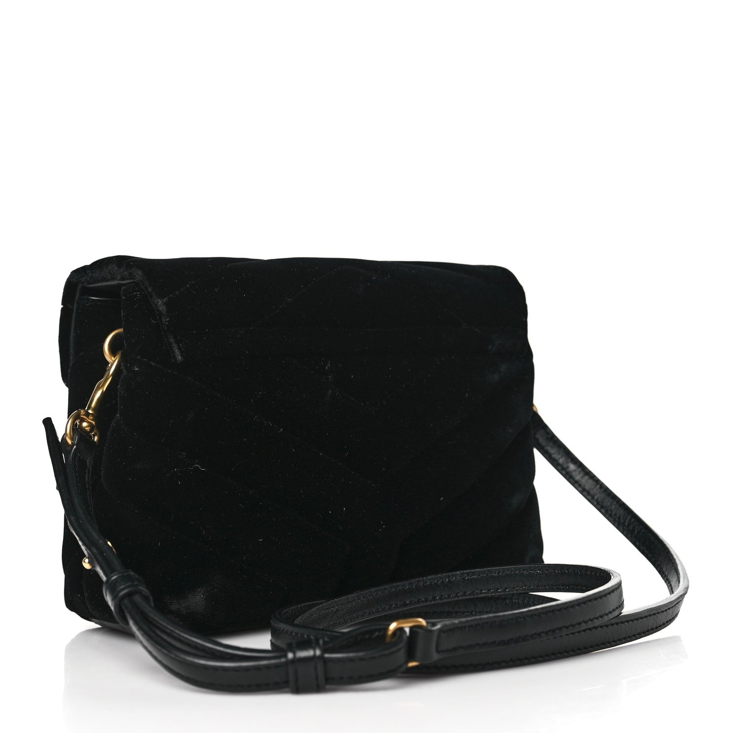 Velvet Y Quilted Monogram Toy Loulou Chain Satchel French Black