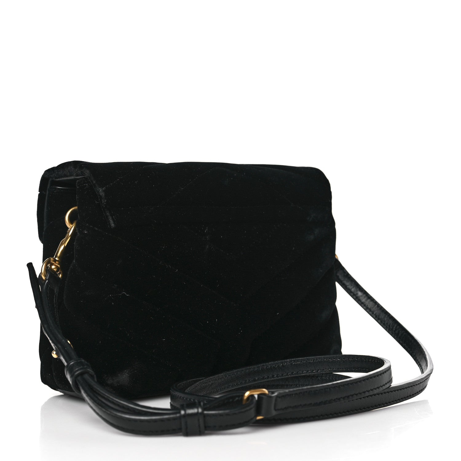 Saint Laurent Velvet Y Quilted Monogram Toy Loulou Chain Satchel French Black 3 of 9
