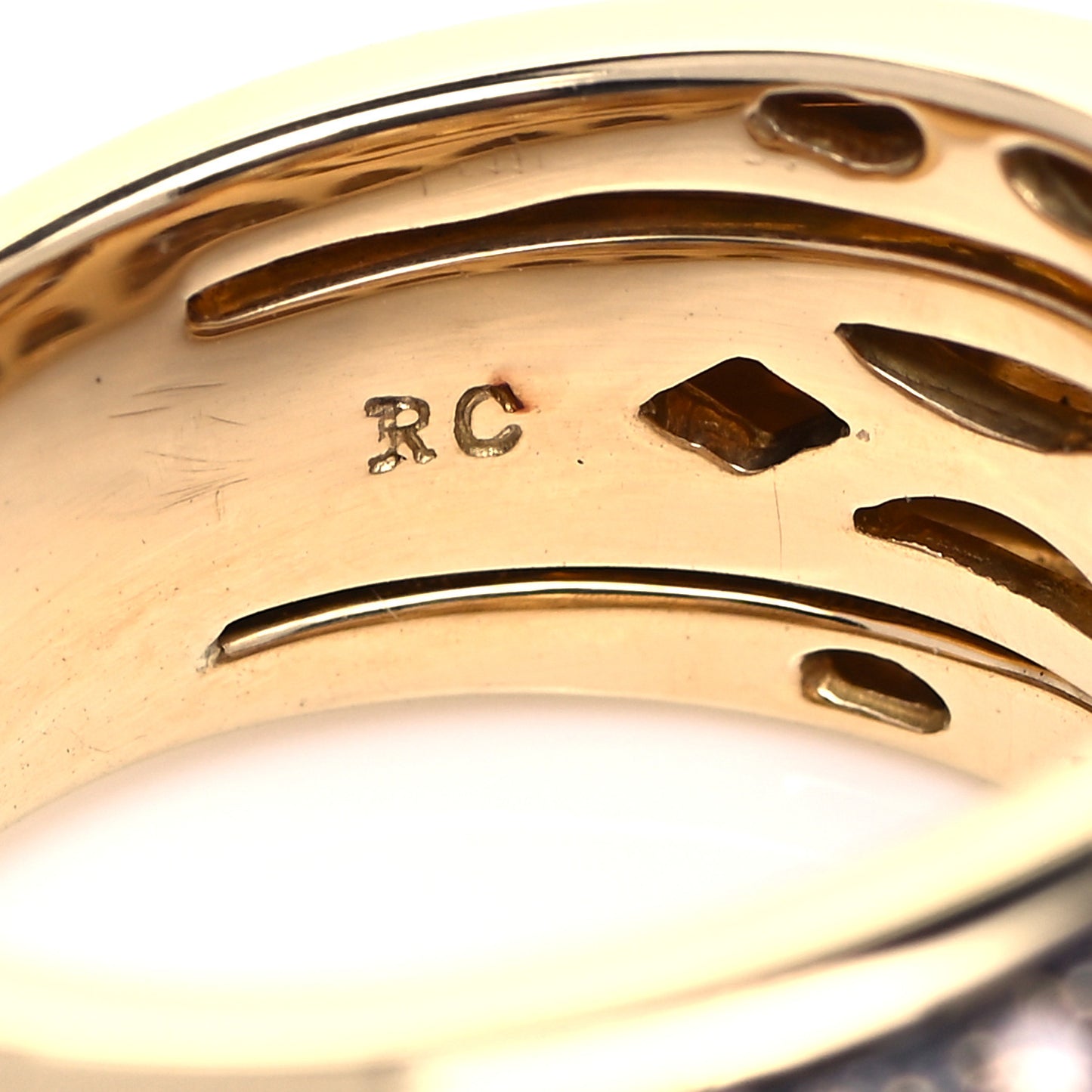 18K Yellow Gold Cognac Diamond Fantasia Ring 54 7