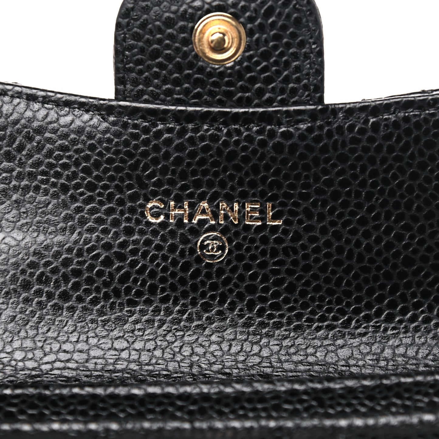 Caviar Quilted Flap Card Holder Black