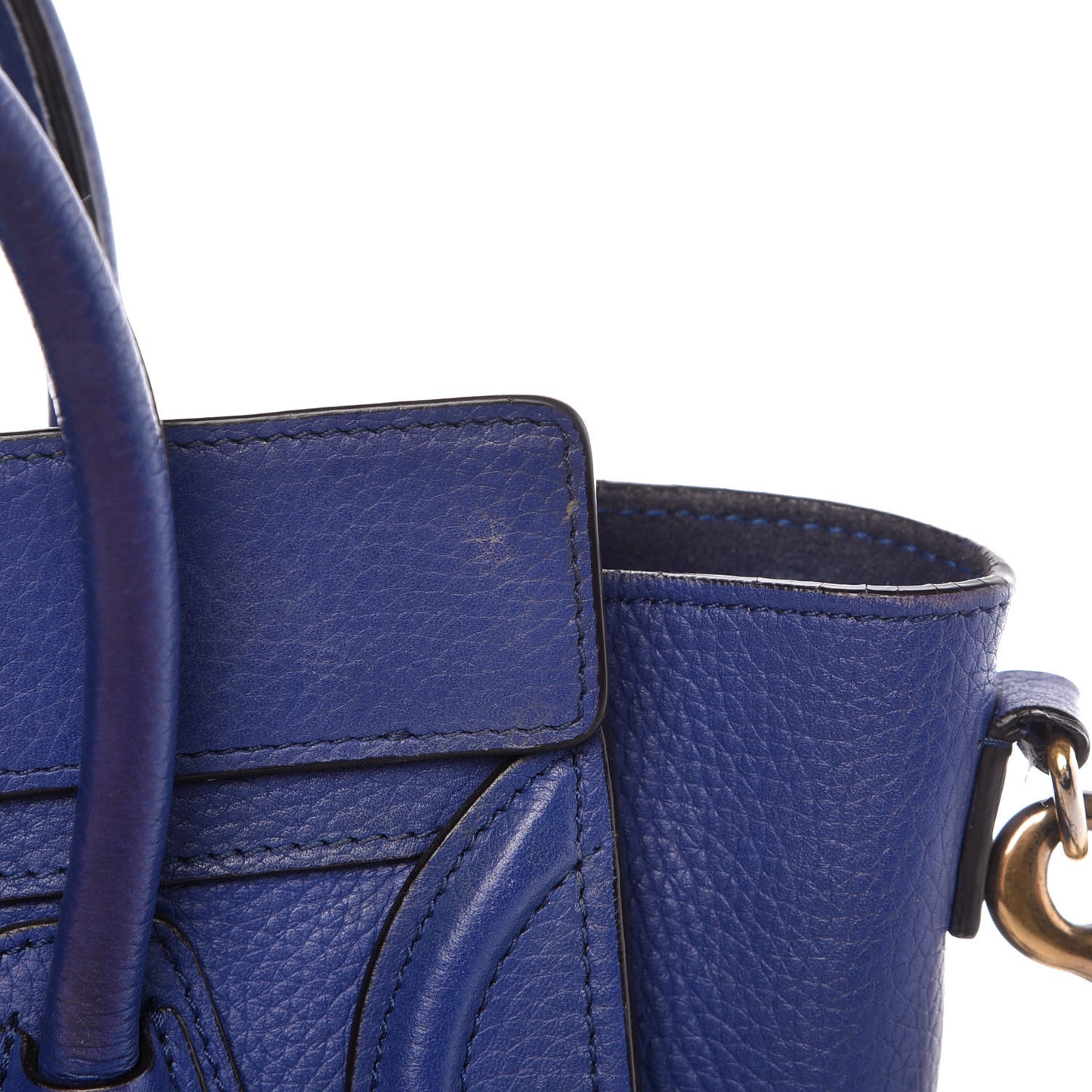 Drummed Calfskin Nano Luggage Indigo