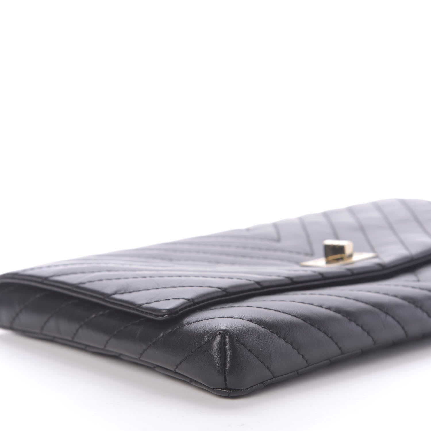 Chanel Aged Calfskin Chevron Quilted Reissue 2.55 Clutch Black 6 of 10