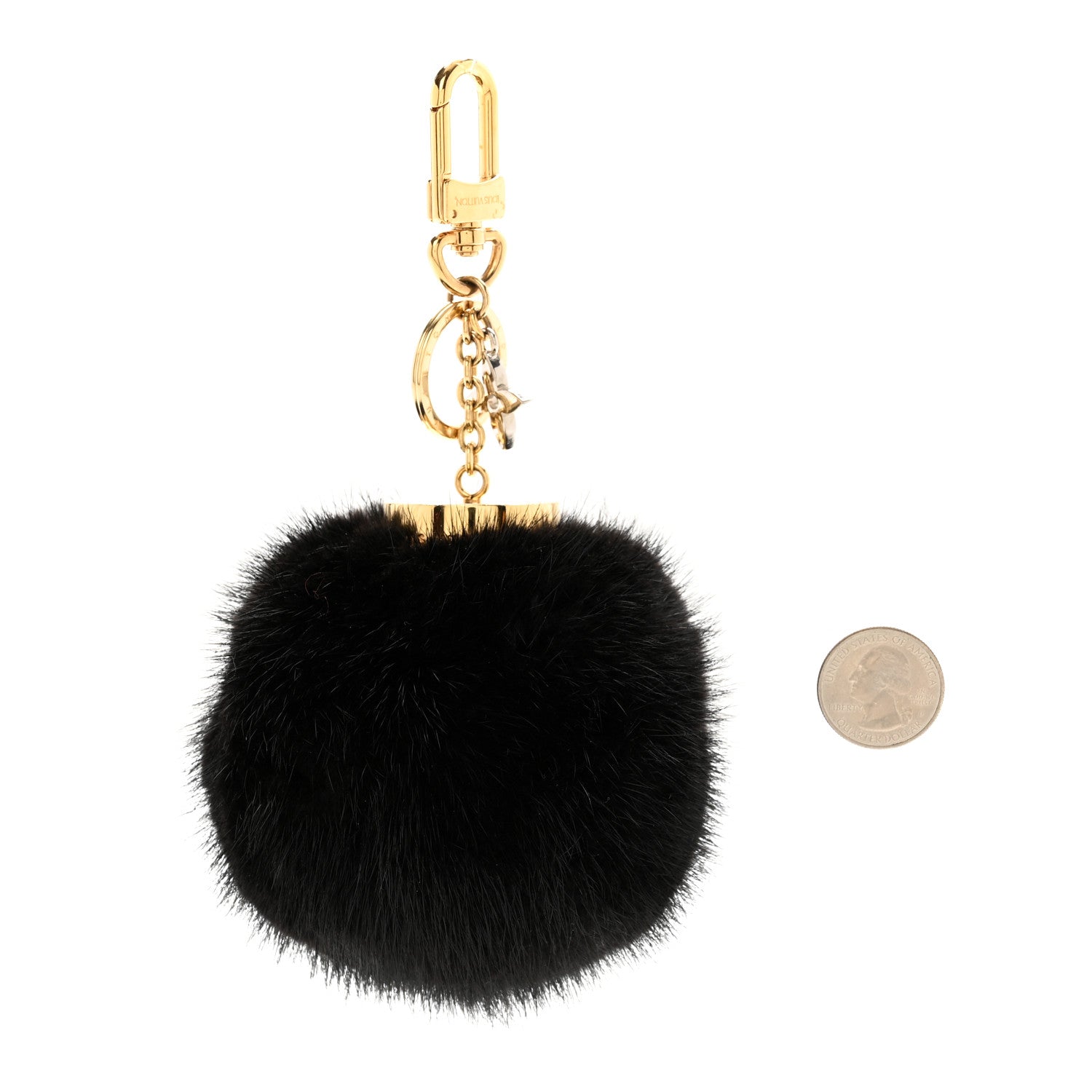 Louis Vuitton Mink Fur Bubble V Bag Charm Key Holder Black 2 of 4
