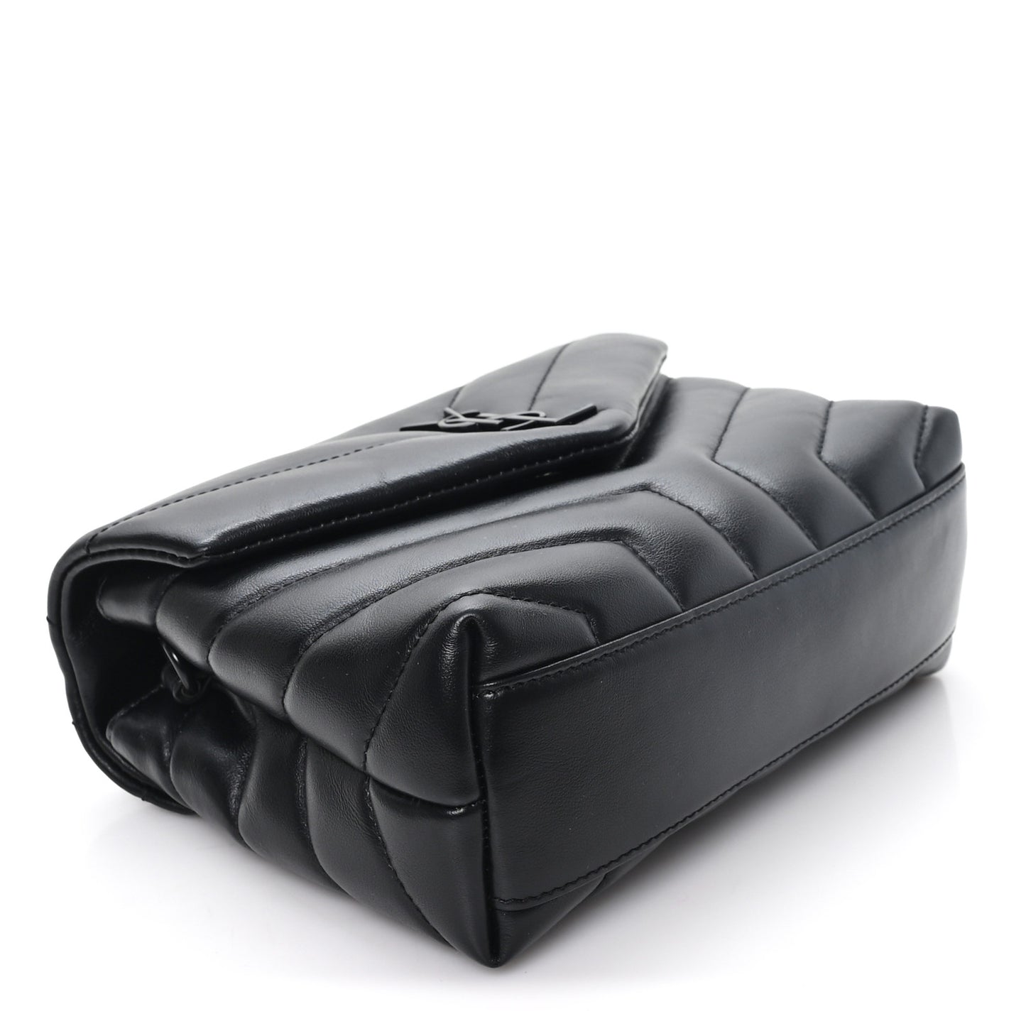 Calfskin Y Quilted Monogram Monochrome Toy Loulou Crossbody Bag Black Black