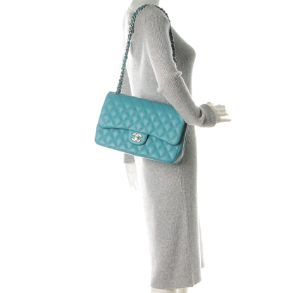 Chanel Lambskin Quilted Jumbo Double Flap Turquoise 2 of 9