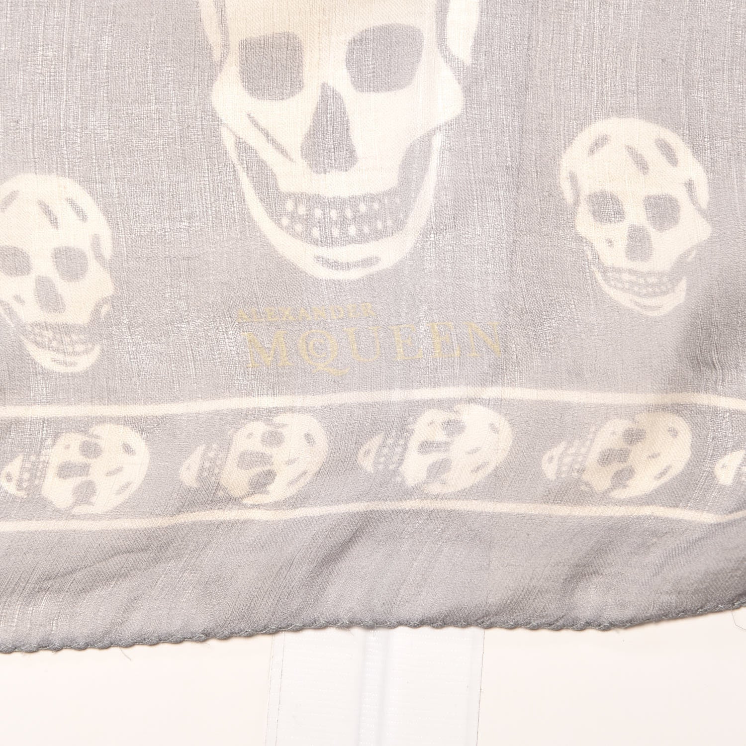 Alexander McQueen Silk Chiffon Skull Scarf Grey 4 of 4