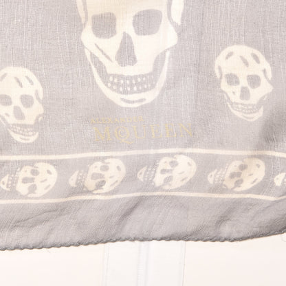 Alexander McQueen Silk Chiffon Skull Scarf Grey 4 of 4