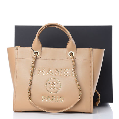 Chanel Caviar Small Studded Deauville Tote Beige 11 of 11