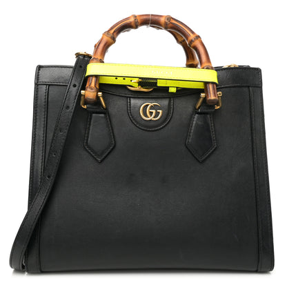 Gucci Calfskin Small Diana Tote Bag Black Yellow Fluo 1 of 14