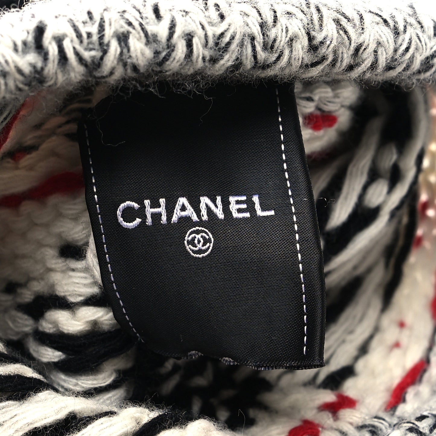 Wool Shearling CC Beanie Hat Grey Black Red
