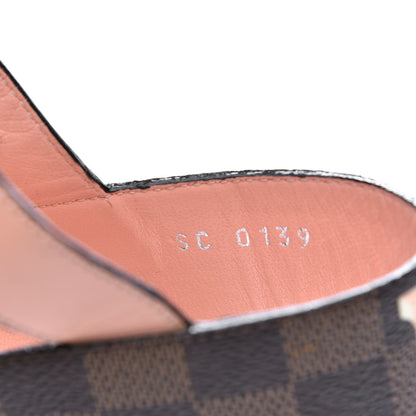 Louis Vuitton Calfskin Damier Ebene Passenger Heeled Sandals 39 9 of 12