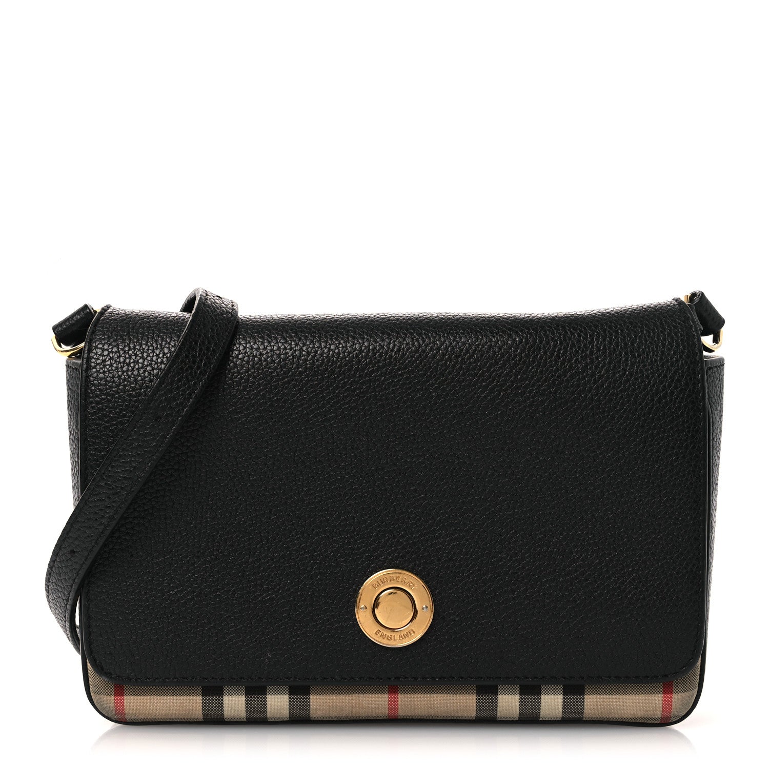 Burberry Grainy Calfskin Vintage Check Hampshire Crossbody Black 1 of 16