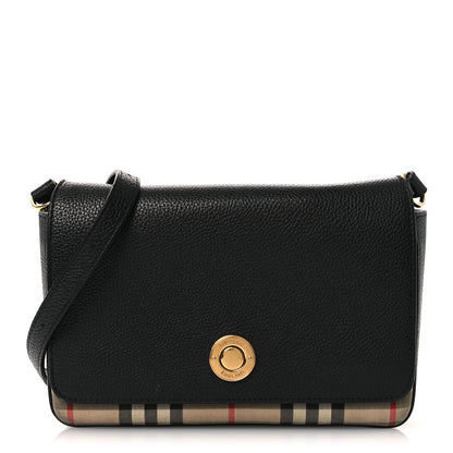 Burberry Grainy Calfskin Vintage Check Hampshire Crossbody Black 1 of 16