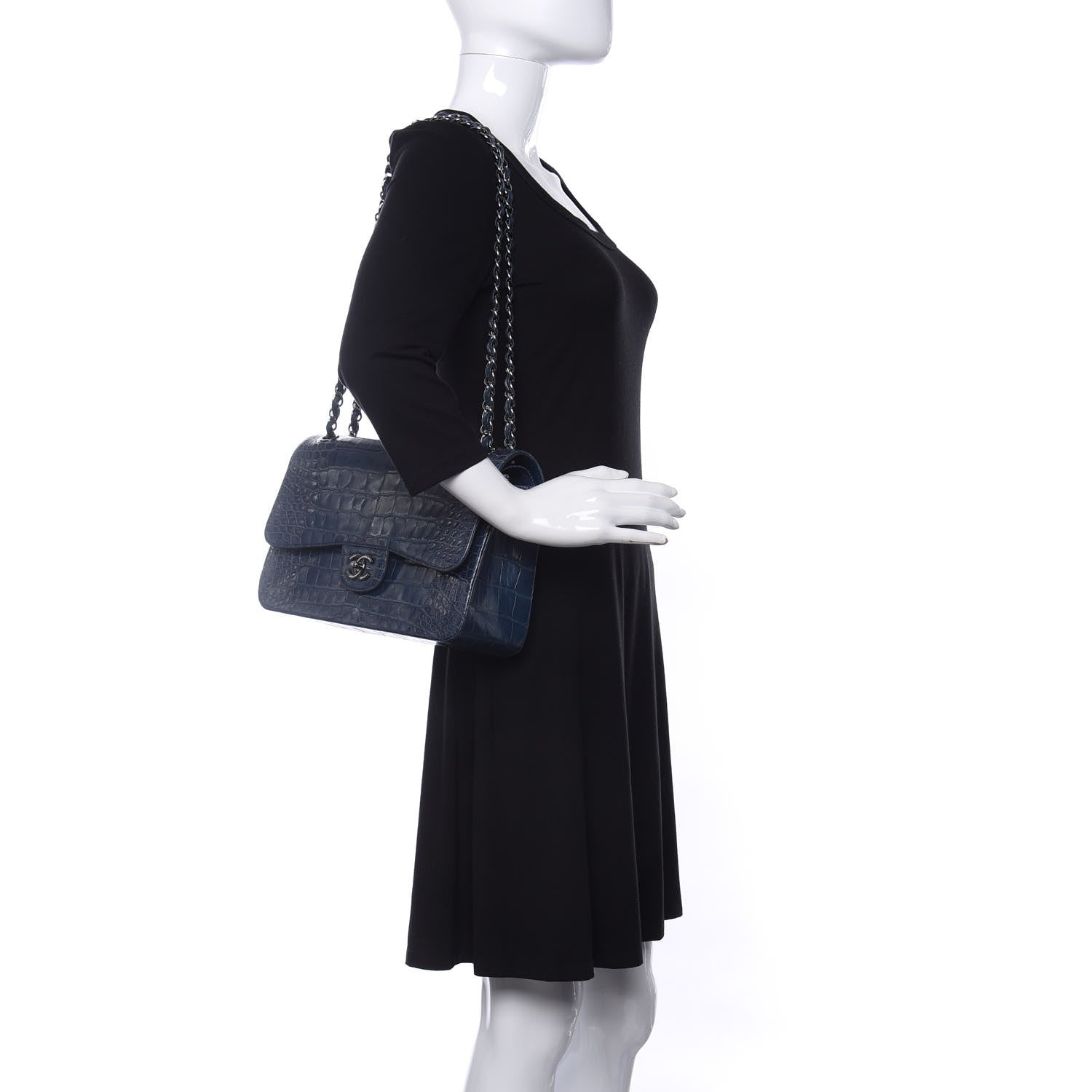 Chanel Alligator Jumbo Double Flap Blue 2 of 9