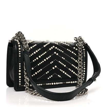 Chanel Calfskin Pearl Chevron Medium Boy Flap Black 3 of 10