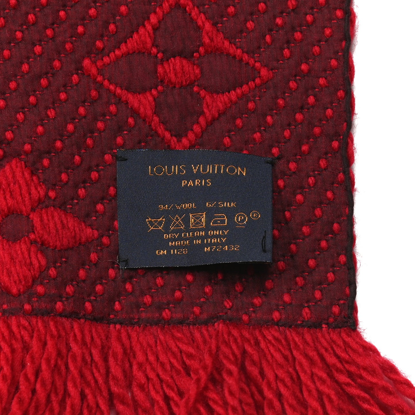 Wool Silk Logomania Scarf Rubis