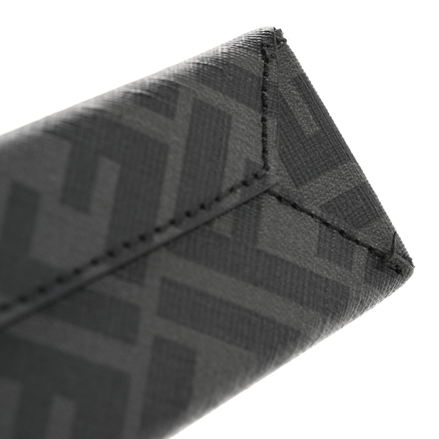Shiny Glazed Fabric Vitello Cover FF 1974 Logo Clutch Black