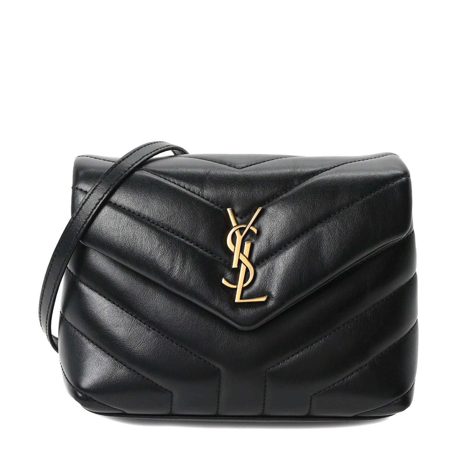 Saint Laurent Calfskin Y Quilted Monogram Toy Loulou Crossbody Bag Black 1 of 10