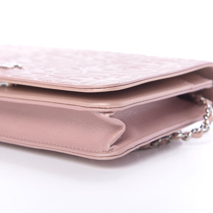 Chanel Goatskin Camellia Embossed Wallet On Chain WOC Light Pink 11 of 12