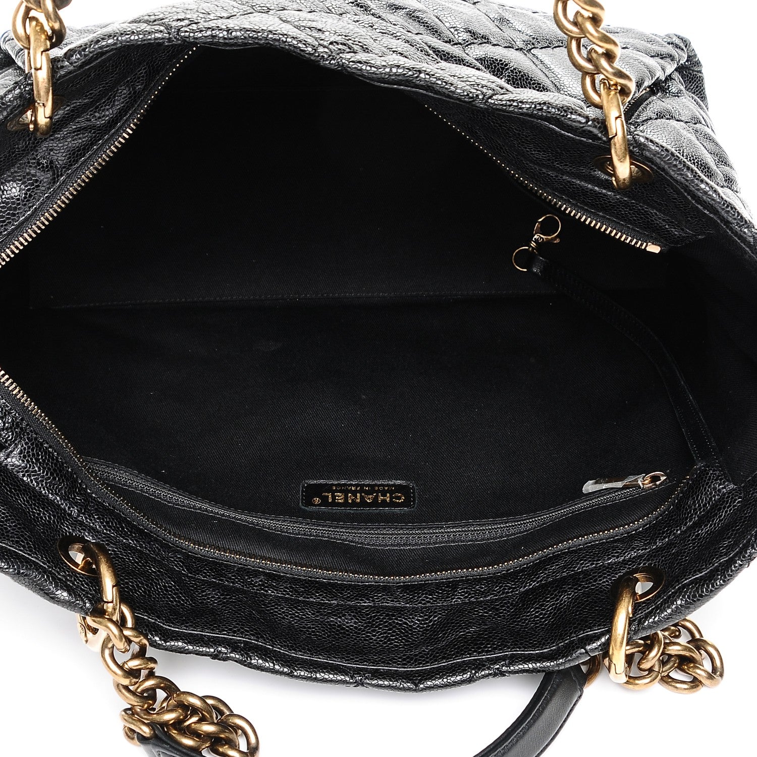 Chanel Glazed Caviar Large Coco Pleats Tote Black 5 of 7