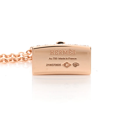Hermes 18K Rose Gold Diamond Kelly Amulettes Pendant Necklace 3 of 4