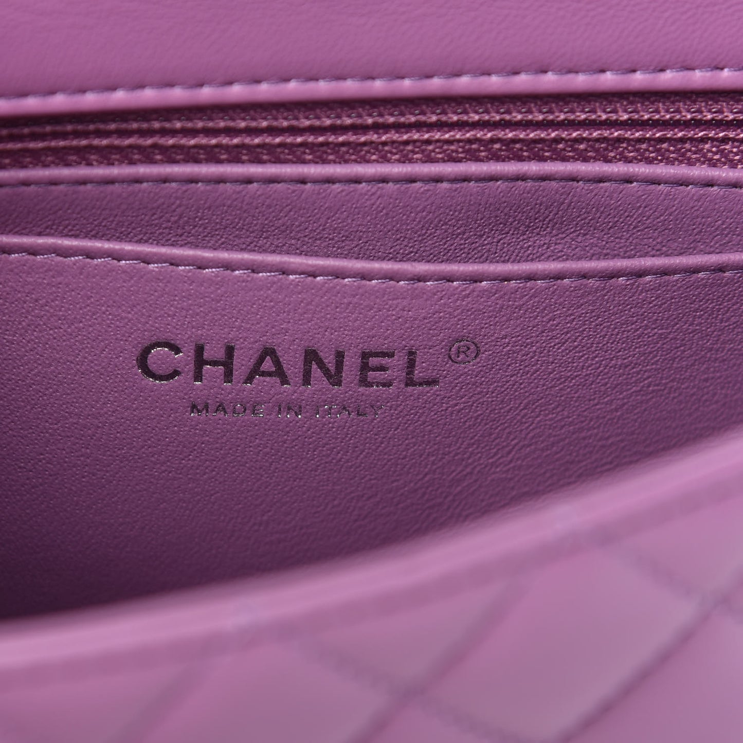 Lambskin Quilted Mini Rectangular Flap Purple