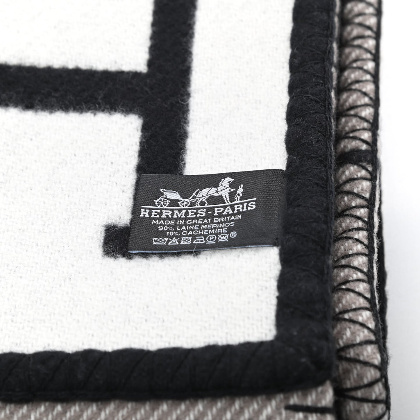 Wool Cashmere Avalon III Blanket Ecru Black