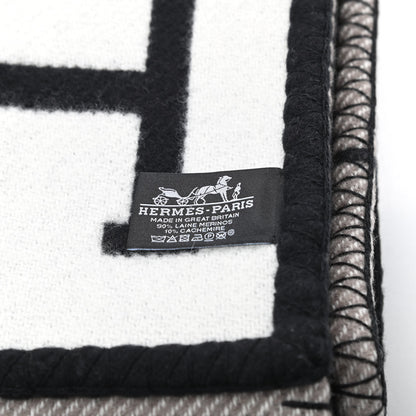 Hermes Wool Cashmere Avalon III Blanket Ecru Black 3 of 3